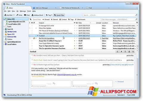 Képernyőkép Mozilla Thunderbird Windows XP
