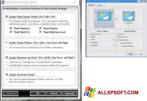 Képernyőkép Easy Display Manager Windows XP