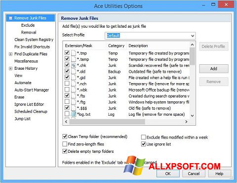 Képernyőkép Ace Utilities Windows XP