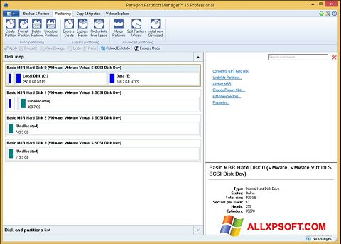 Képernyőkép Paragon Partition Manager Windows XP