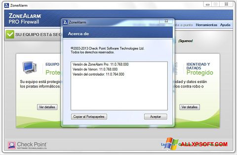 Képernyőkép ZoneAlarm Windows XP
