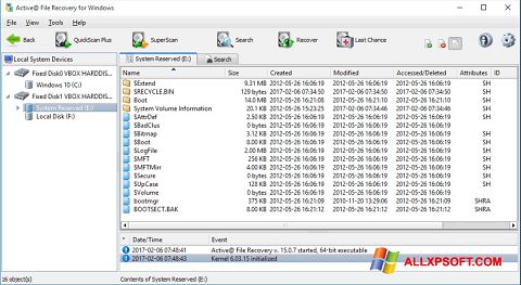 Képernyőkép Active File Recovery Windows XP