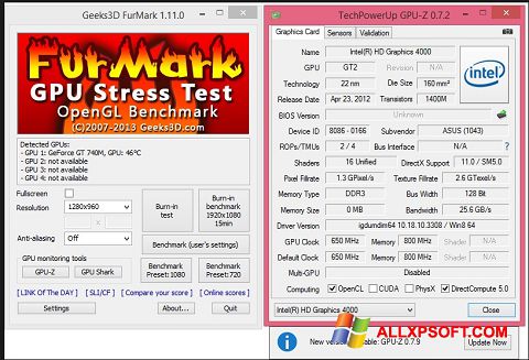 Képernyőkép FurMark Windows XP