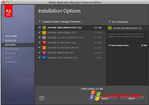 Képernyőkép Adobe Application Manager Windows XP