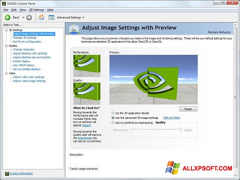 Képernyőkép NVIDIA ForceWare Windows XP