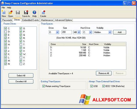 Képernyőkép Deep Freeze Windows XP