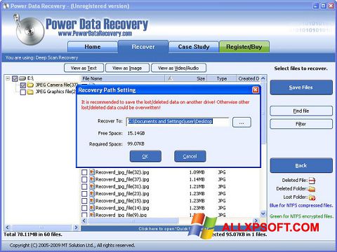 Képernyőkép Power Data Recovery Windows XP