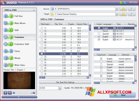 Képernyőkép DVDFab Windows XP