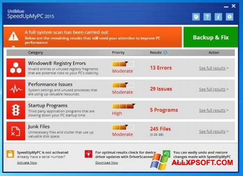 Képernyőkép SpeedUpMyPC Windows XP