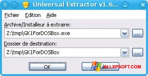 Képernyőkép Universal Extractor Windows XP