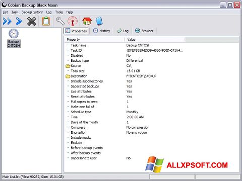 Képernyőkép Cobian Backup Windows XP