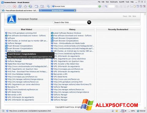 Képernyőkép Avant Browser Windows XP