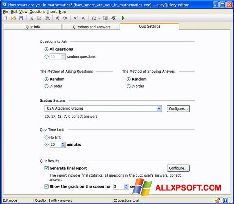 Képernyőkép easyQuizzy Windows XP