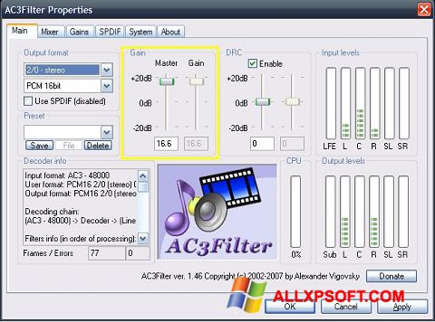 Képernyőkép AC3Filter Windows XP