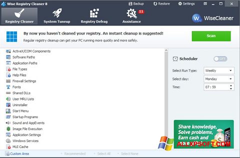 Képernyőkép Wise Registry Cleaner Windows XP