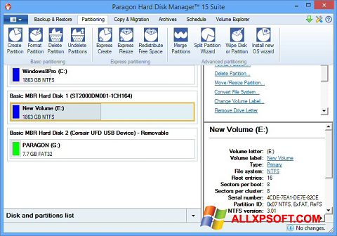 Képernyőkép Paragon Hard Disk Manager Windows XP