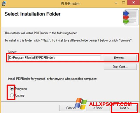Képernyőkép PDFBinder Windows XP