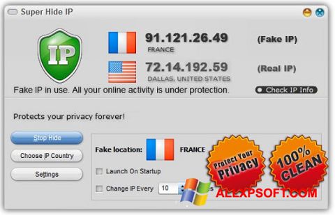 Képernyőkép Super Hide IP Windows XP