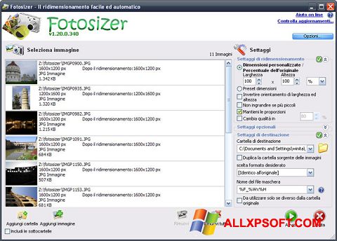 Képernyőkép Fotosizer Windows XP
