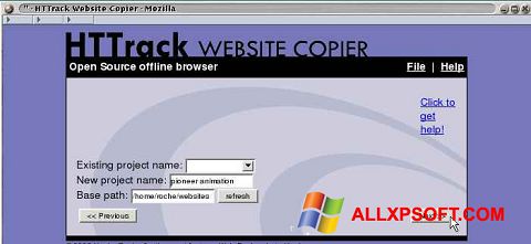 Képernyőkép HTTrack Website Copier Windows XP