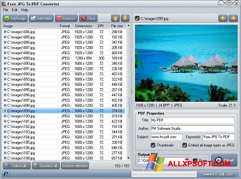 Képernyőkép JPG to PDF Converter Windows XP