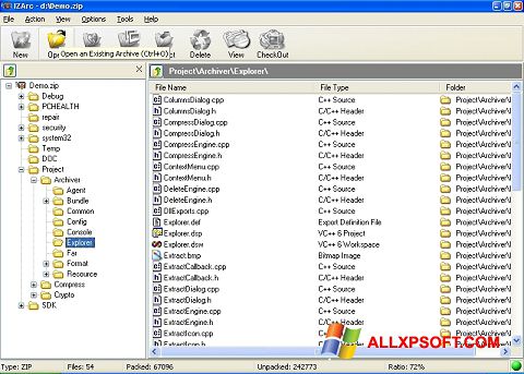 Képernyőkép IZArc Windows XP