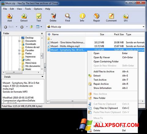 Képernyőkép HaoZip Windows XP