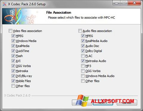 Képernyőkép X Codec Pack Windows XP
