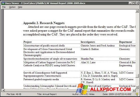 Képernyőkép DocX Reader Windows XP