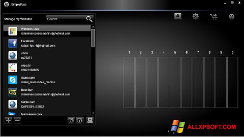 Képernyőkép HP SimplePass Windows XP