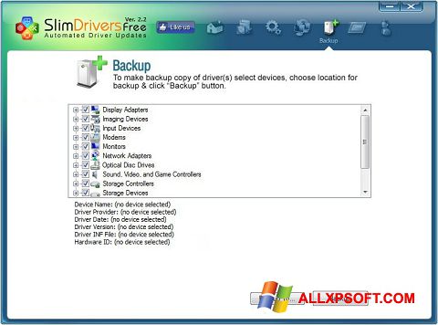 Képernyőkép SlimDrivers Windows XP