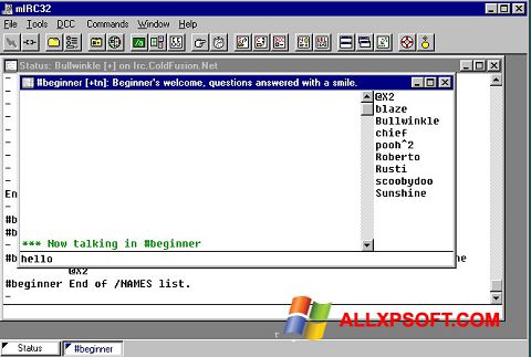 Képernyőkép mIRC Windows XP