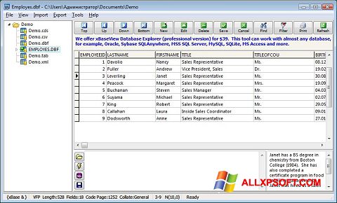 Képernyőkép DBF Viewer Windows XP