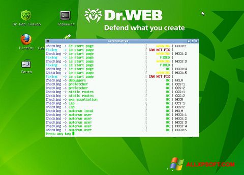 Képernyőkép Dr.Web LiveCD Windows XP