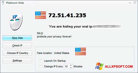 Képernyőkép Hide IP Platinum Windows XP
