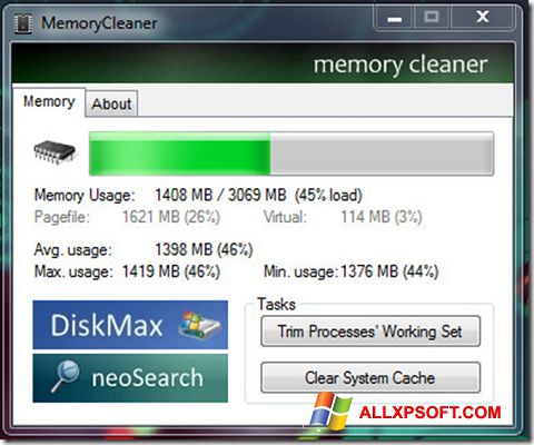 Képernyőkép Memory Cleaner Windows XP
