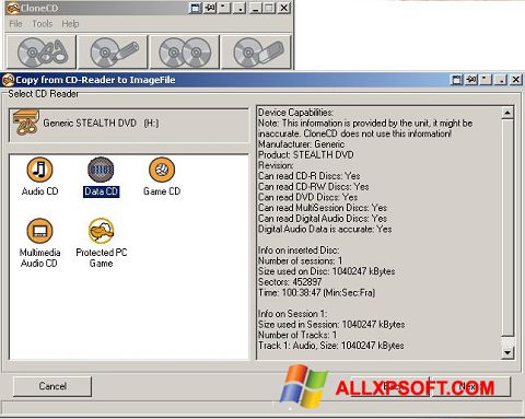 Képernyőkép CloneCD Windows XP
