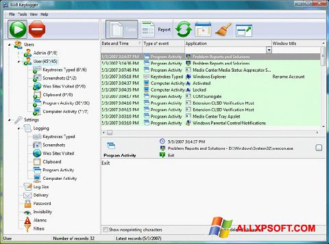 Képernyőkép Keylogger Windows XP