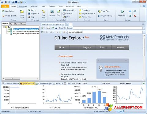 Képernyőkép Offline Explorer Windows XP