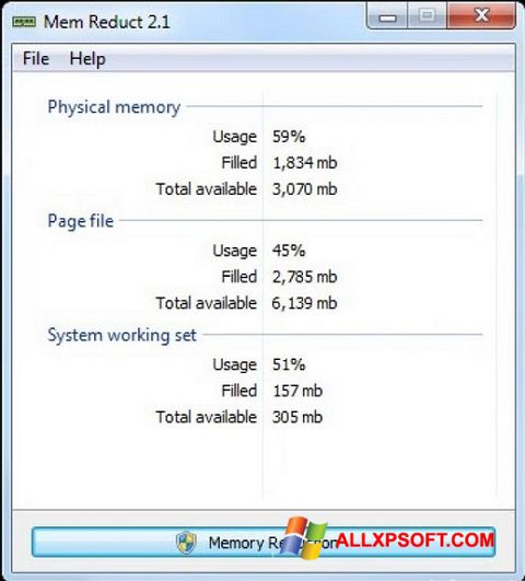 Képernyőkép Mem Reduct Windows XP