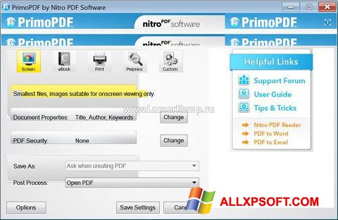 Képernyőkép PrimoPDF Windows XP