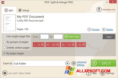 Képernyőkép PDF Split and Merge Windows XP
