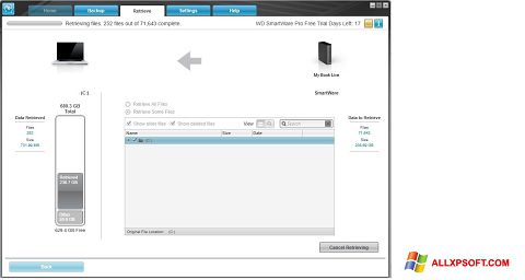 Képernyőkép WD SmartWare Windows XP