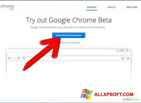Képernyőkép Google Chrome Beta Windows XP