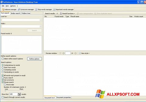 Képernyőkép SearchInform Windows XP