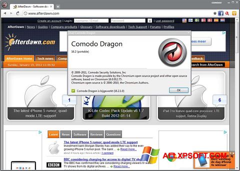 Képernyőkép Comodo Dragon Windows XP