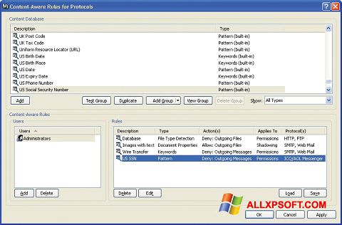 Képernyőkép DeviceLock Windows XP