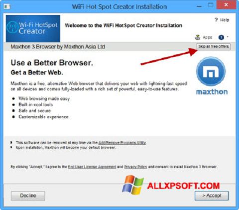 Képernyőkép Wi-Fi HotSpot Creator Windows XP