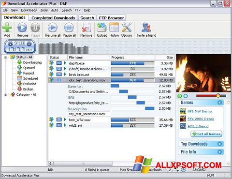 Képernyőkép Download Accelerator Plus Windows XP