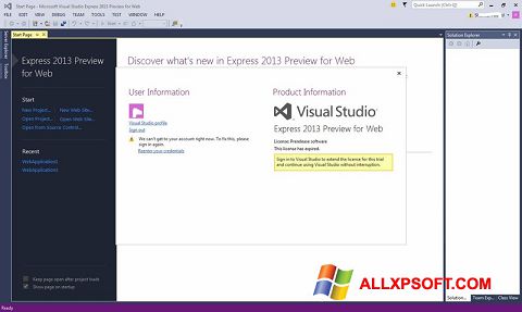 Képernyőkép Microsoft Visual Studio Express Windows XP